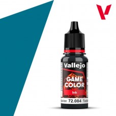 Acrylicos Vallejo - 遊戲色彩 Game Color - 墨水Ink-72084- 深綠松石色墨水 Dark Turquoise(6/盒)