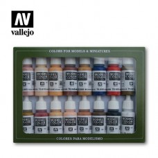 Acrylicos Vallejo -70125 - 模型色彩 Model Color - 臉&膚色套組(16色) Face & Skin Tones (16)（NT 1550）