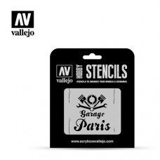 Acrylicos Vallejo - ST-LET001 - Stencils - 老式車庫標誌 Vintage Garage Sign - 1/35 (建議售價NT 150)