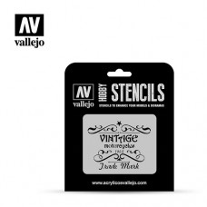 Acrylicos Vallejo - ST-LET005 - Stencils - 老式摩托車標誌 Vintage Motorcycles Sign - 1/35 (建議售價NT 150)
