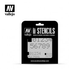 Acrylicos Vallejo - ST-SF004 - Stencils - 數字號碼 Digital Numbers (建議售價NT 150)