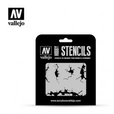 Acrylicos Vallejo - ST-TX001 - Stencils - 開裂的牆 Cracked Wall - 1/35 (建議售價NT 150)