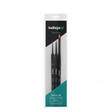 Acrylicos Vallejo - B03990 - 畫筆 -  精準系列 - 起始套裝(1,3/0,4) Starter Set (Round No.1 & 3/0 Triangular Handle, Flat No.4, synthetics)