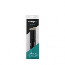 Acrylicos Vallejo - B07990 - 畫筆 -  乾刷系列 - 乾刷套裝(小,中,大) Dry Brush Set - Natural Hair (S, M & L)